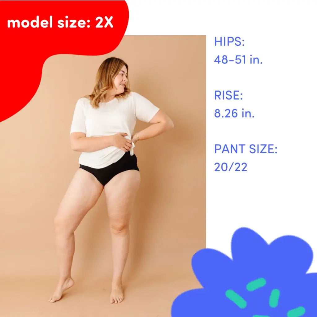 Poppins Period Absorbent Underwear - 2X / Black Apparel