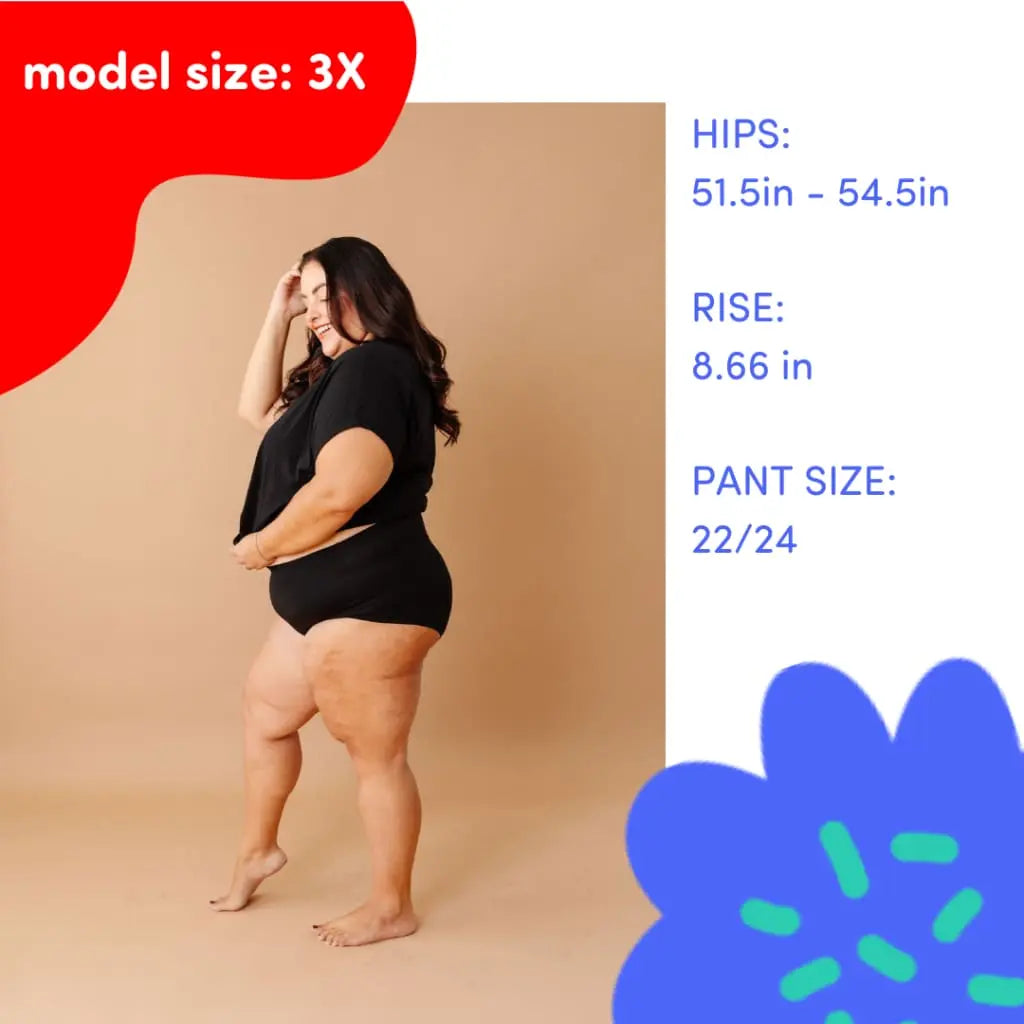 Poppins Period Absorbent Underwear - 3X / Black Apparel