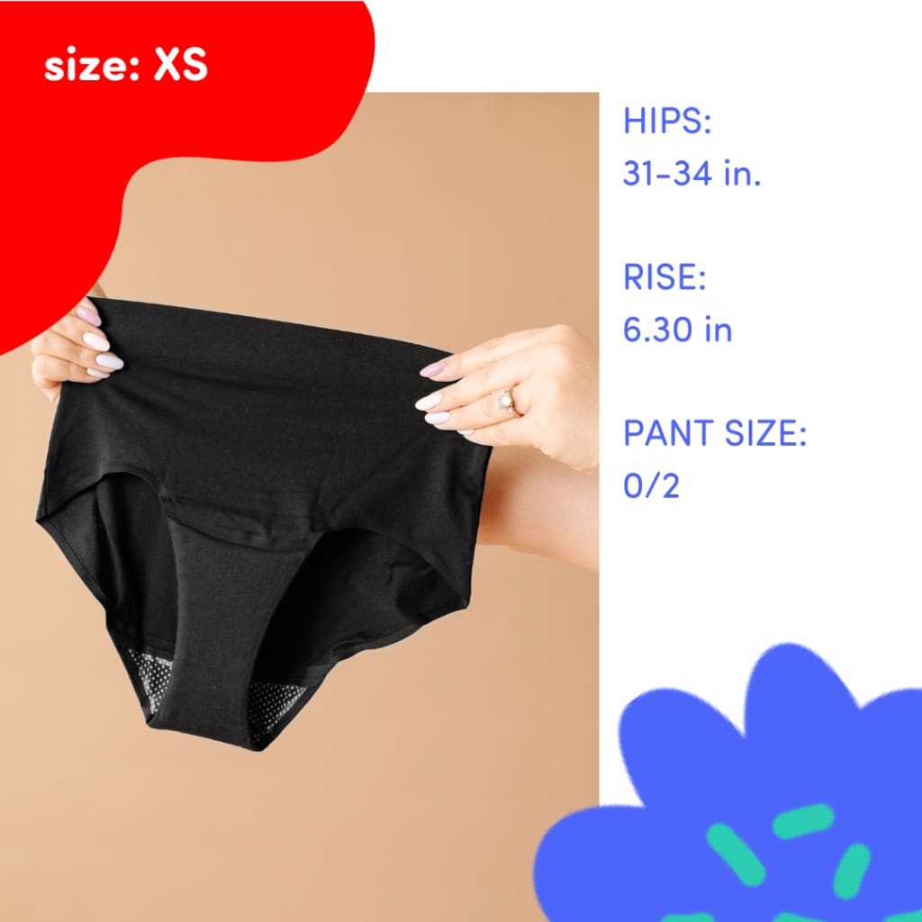 Poppins Period Absorbent Underwear - XS / Black Apparel